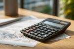 Calculatrice et formulaires fiscaux sur bureau, impact financier des constructions non déclarées