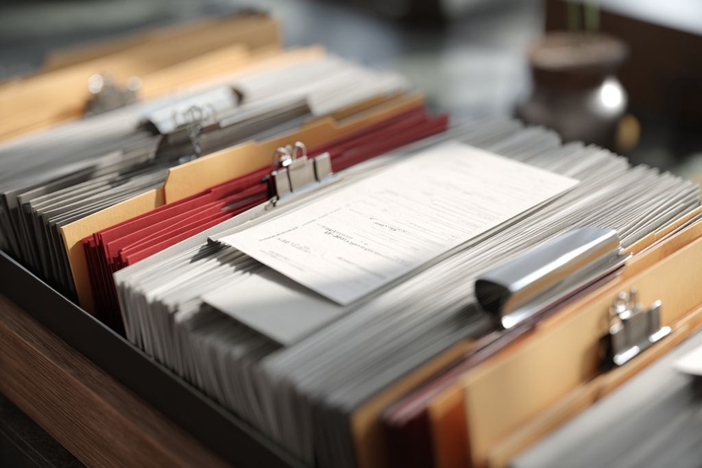 Fichiers organisés représentant un dossier bien préparé pour la gestion des omissions fiscales