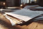 Documents législatifs et formulaires fiscaux sur un bureau en bois représentant des modifications fiscales