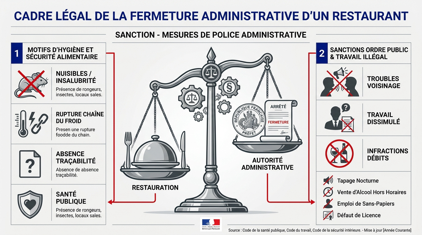 Contrôle sanitaire et fermeture administrative d'un établissement de restauration